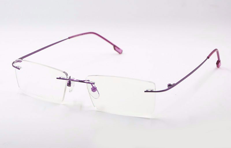 Reven Jate Titanium Memory Flexible Rimless Frame Eyeglasses Glasses For Women And Men Frame Shape Customed Rimless Reven Jate Purple  