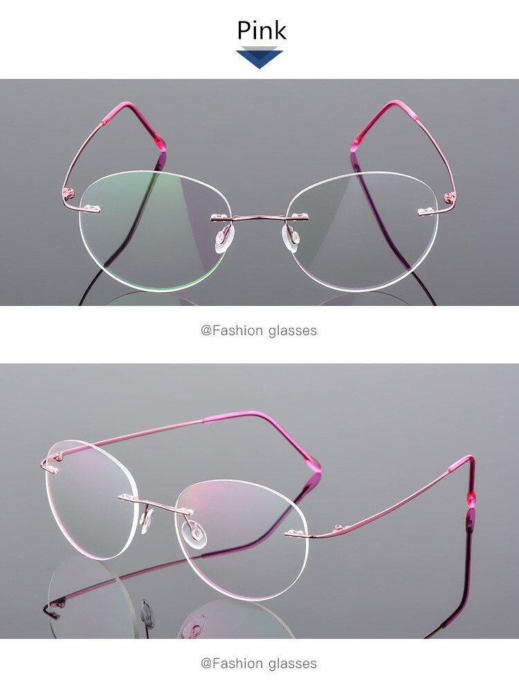 Unisex Eyeglasses Round Ultra-light Memory Titanium Alloy 862 Frame SunnyFunnyDay C3 Pink  