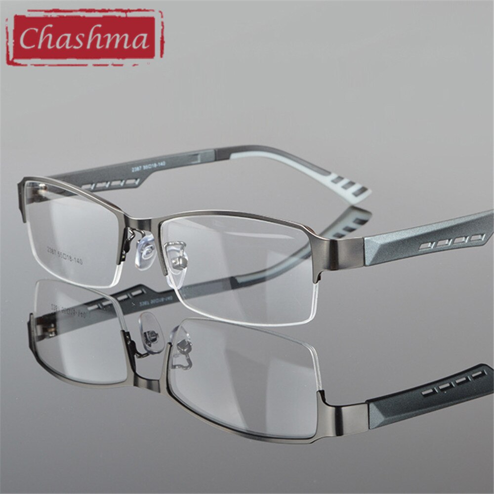 Men's Eyeglasses Half Frame Alloy Rim With TR90 2387 Frame Chashma Gray  