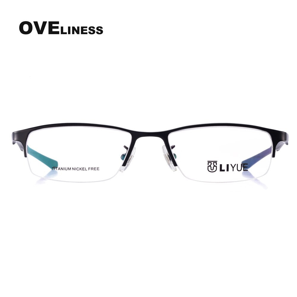 Oveliness Men's Semi Rim Square Titanium Eyeglasses 9527 Semi Rim Oveliness   