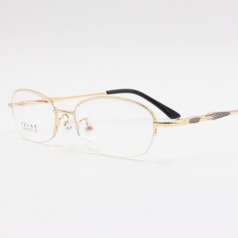 Women's Alloy Frame Semi Rim Eyeglasses 2039 Semi Rim Bclear Gold  
