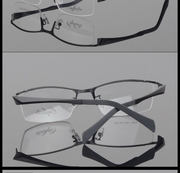 Men's Half Frame Eyeglasses Alloy Frame 2493 Frame Bclear   