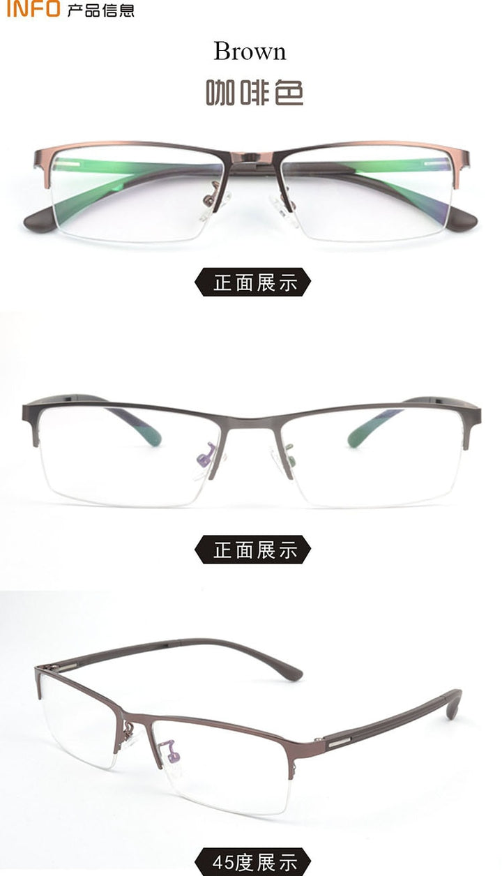 Men's Half Rim Metal Alloy Frame Eyeglasses A1508 Semi Rim Bclear Auburn  