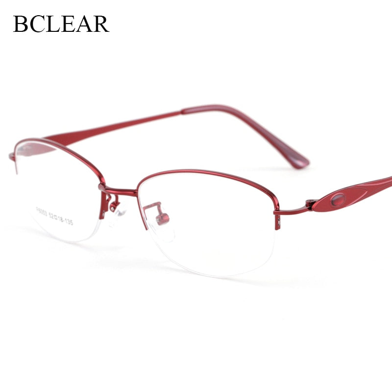 Women's Semi Rim Alloy Frame Eyeglasses 6053 Semi Rim Bclear   