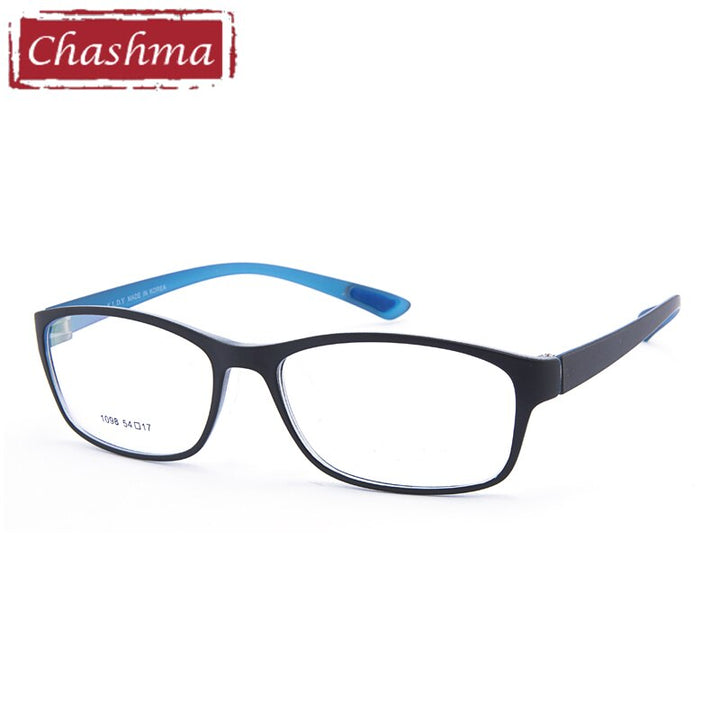 Chashma Men's Full Rim Square Tr 90 Titanium Sport Eyeglasses 1098 Full Rim Chashma Black with Blue  