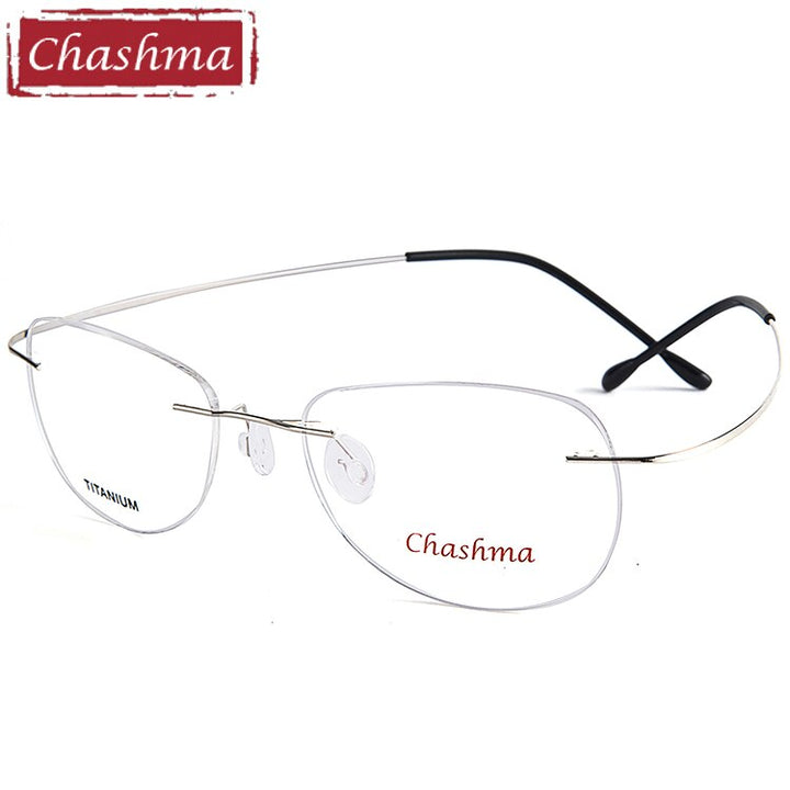 Men's Eyeglasses Rimless Titanium 6009 Rimless Chashma Silver  