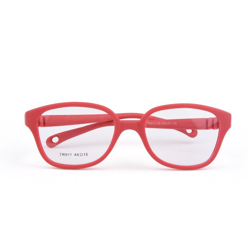 Unisex Children's Plastic Titanium Round Frame Eyeglasses Tr911 Frame Brightzone C8 red  