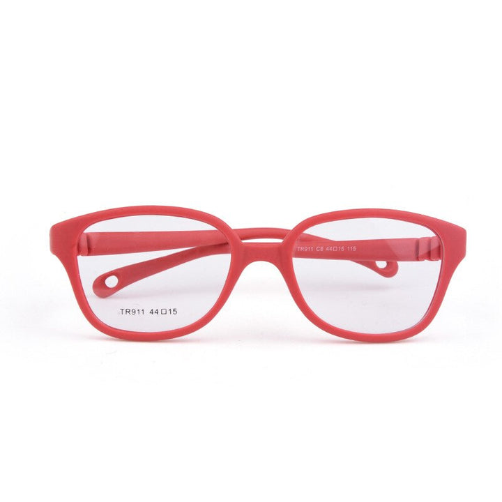 Unisex Children's Plastic Titanium Round Frame Eyeglasses Tr911 Frame Brightzone C8 red  