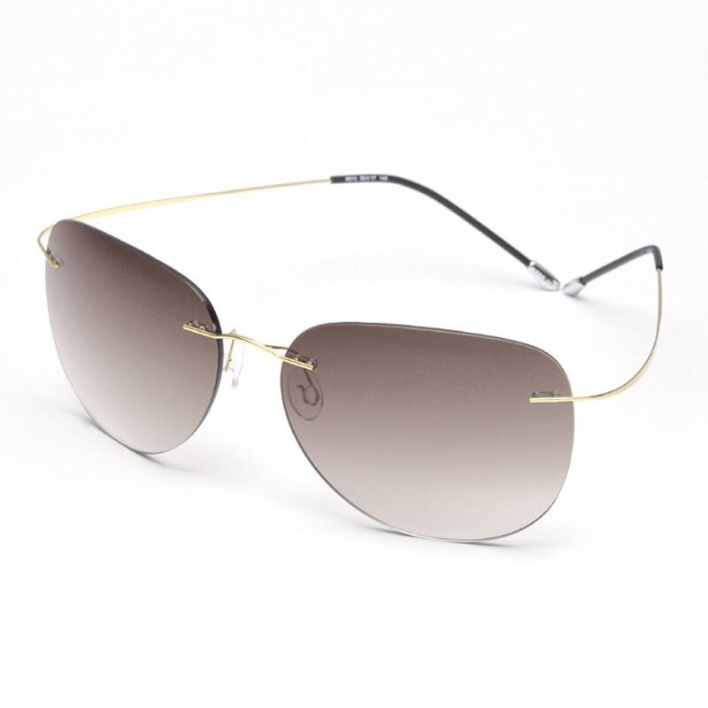 Men's Sunglasses Titanium Rimless Polarized Ultra-light Ti Sunglasses Brightzone Gold  