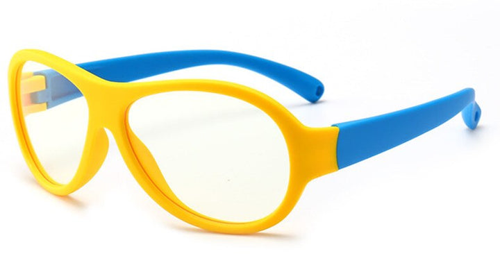 Unisex Children's Round Anti Blue Light Eyeglasses Silica Gel Frame Anti Blue Brightzone Yellow-blue  