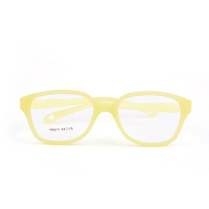 Unisex Children's Plastic Titanium Round Frame Eyeglasses Tr911 Frame Brightzone C11 yellow  