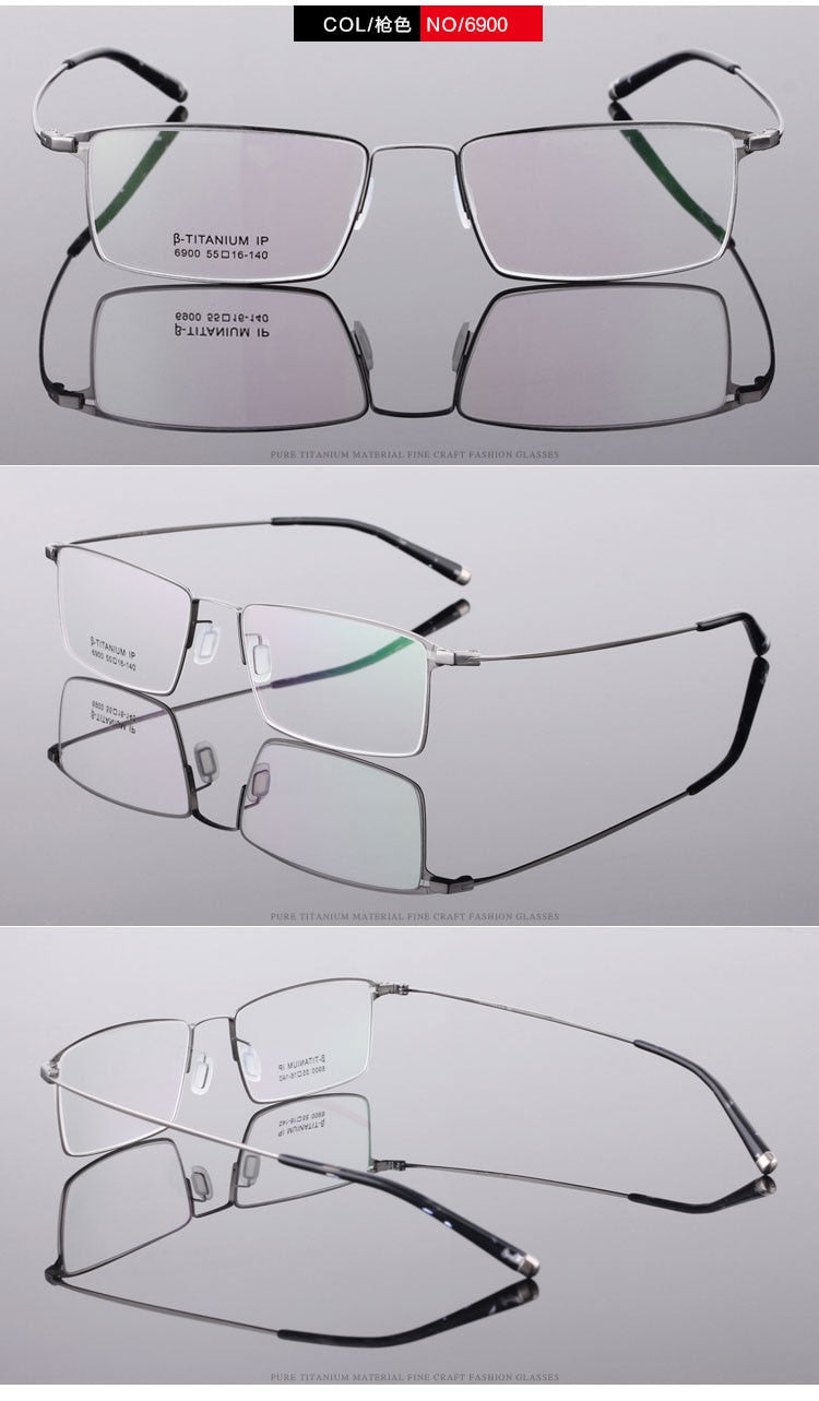 Men's Titanium Frame Full Rim Eyeglasses 6900 Full Rim Bclear   