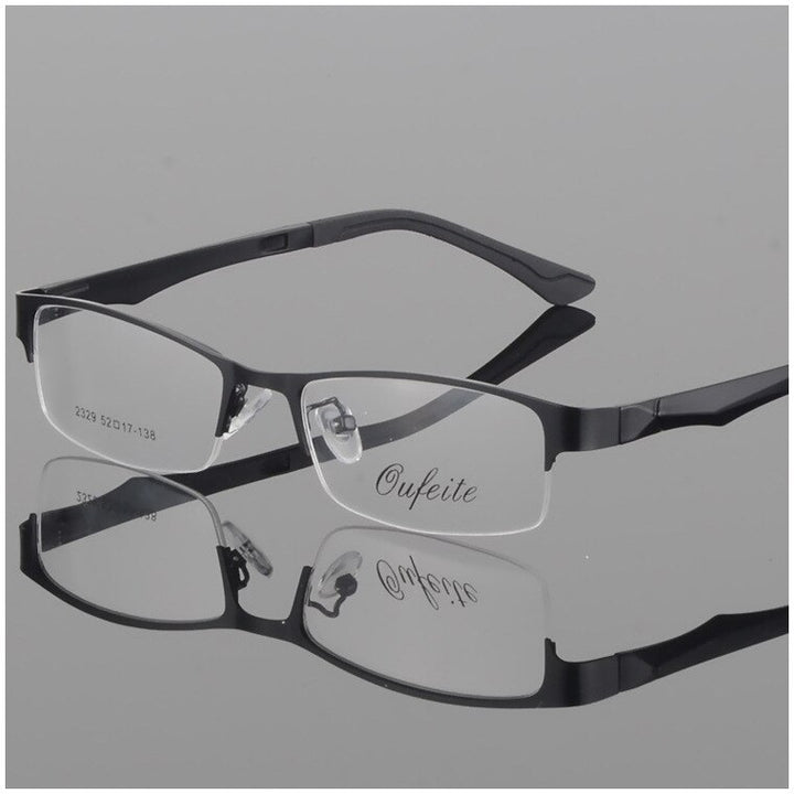 Unisex Half Rim Alloy Frame Eyeglasses 2329 Semi Rim Bclear black  