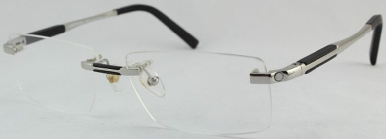 Chashma Ochki Men's Rimless Rectangle Titanium Eyeglasses 0349 Rimless Chashma Ochki Silver  