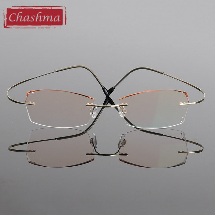 Chashma Ottica Women's Rimless Rectangle Titanium Eyeglasses Tinted Lenses 6074w Rimless Chashma Ottica   