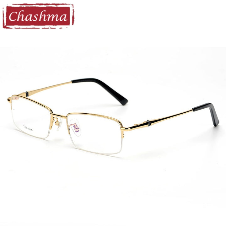 Men's Eyeglasses Pure Titanium 3142 Frame Chashma Gold  
