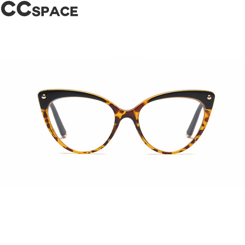 CCSpace Women's Full Rim Cat Eye Tr 90 Resin Frame Eyeglasses 45639 Full Rim CCspace C6 leopard  