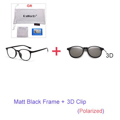 Ralferty 6 In 1 Magnet Sunglasses Women Polarized Eyeglass Frame With Clip On Glasses Men Round Uv400 Tr90 3D Yellow A2245 Sunglasses Ralferty 1Frame 3D Clip  