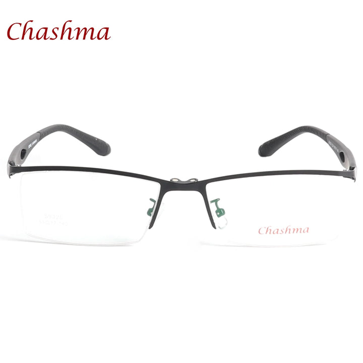 Chashma Ochki Men's Semi Rim Rectangle Alloy Eyeglasses Clip On Polarized Sunglasses 9320 Sunglasses Chashma Ochki Black  