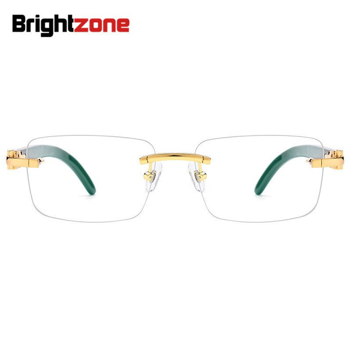 Men's Rimless Frame Genuine Ox Horn Temples Eyeglasses Th0023 Rimless Brightzone   