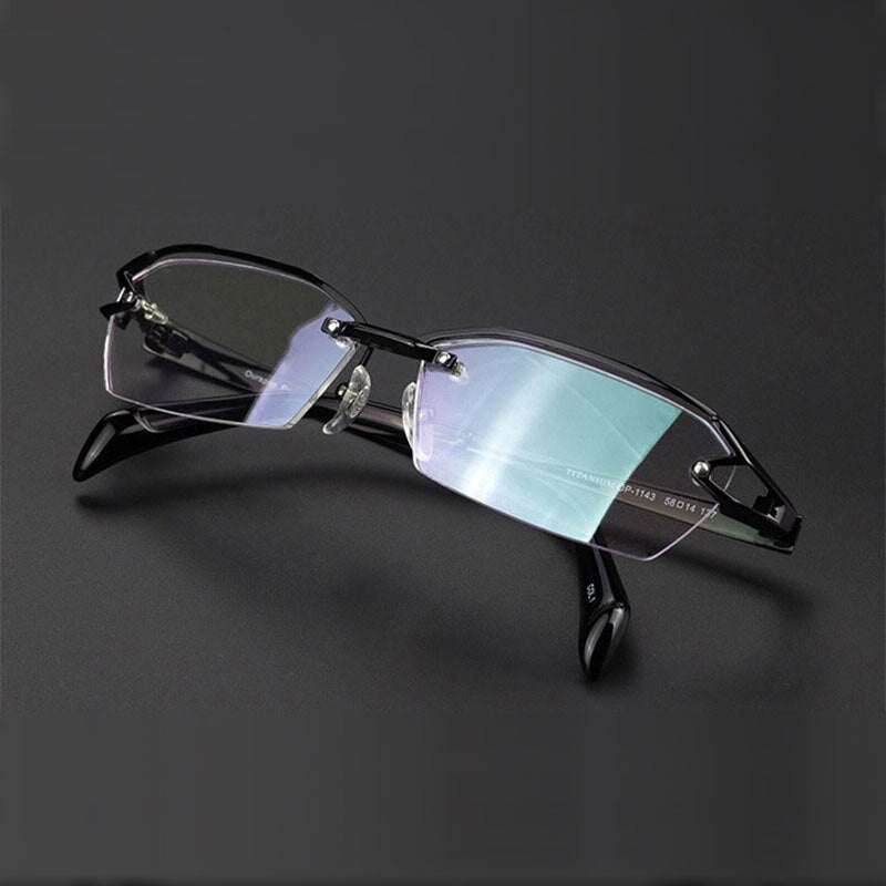 Reven Jate F1143 Glasses Pure Titanium Frame Eyeglasses Rx Men Glasses Frame Reven Jate   
