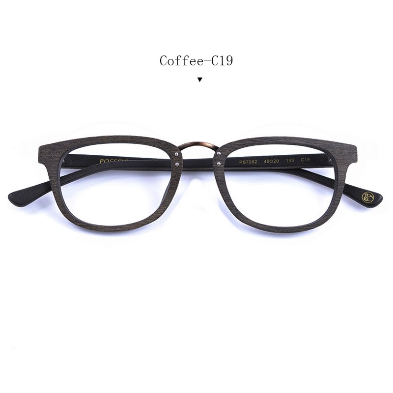 Hdcrafter Unisex Full Rim Round Square Metal Wood Frame Eyeglasses Ps7082 Full Rim Hdcrafter Eyeglasses Wood Coffee  