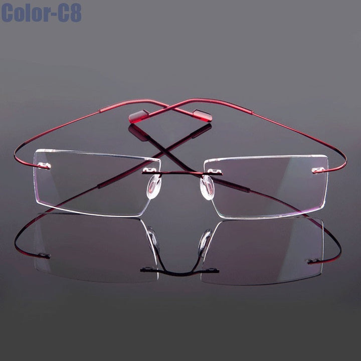 Hotochki Unisex Rimless Titanium Frame Customizable Lens Shape Eyeglasses 5018 Rimless Hotochki C8  