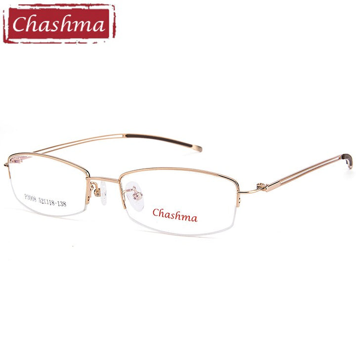 Chashma Men's Semi Rim Ip Plated Titanium Frame Eyeglasses 3008 Semi Rim Chashma Gold  