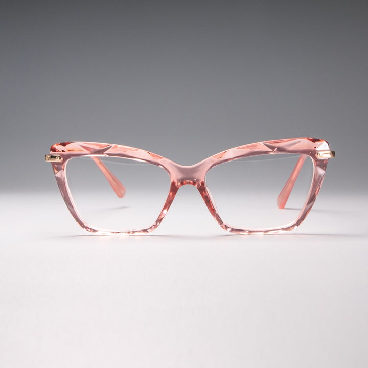 CCSpace Women's Full Rim Square Cat Eye Resin Frame Eyeglasses H45591 Full Rim CCspace C1 PinkRed  