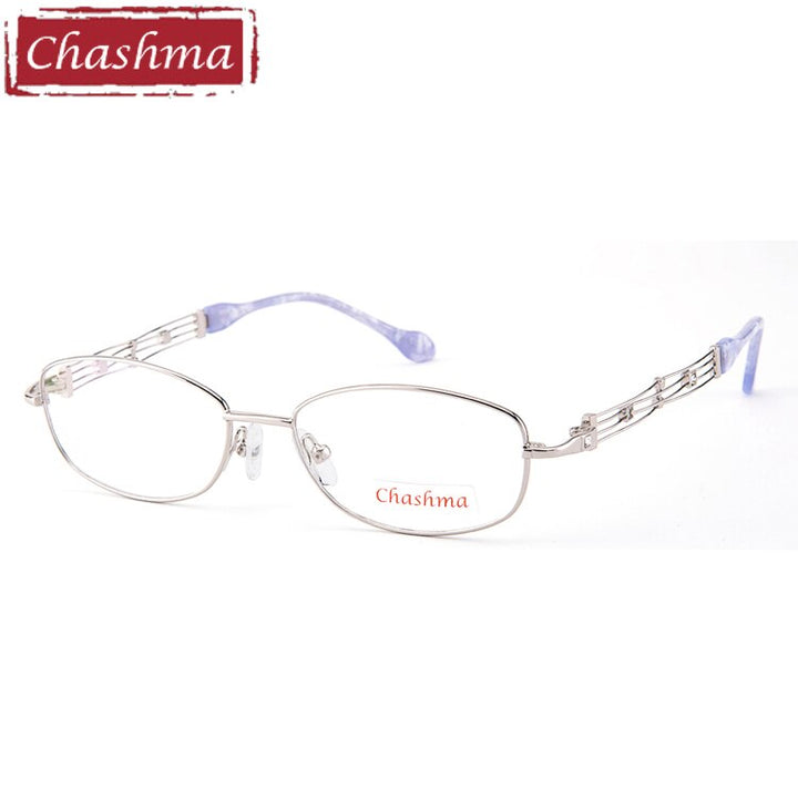 Chashma Ottica Women's Full Rim Oval Alloy Eyeglasses 2528 Full Rim Chashma Ottica Blue with Silver  