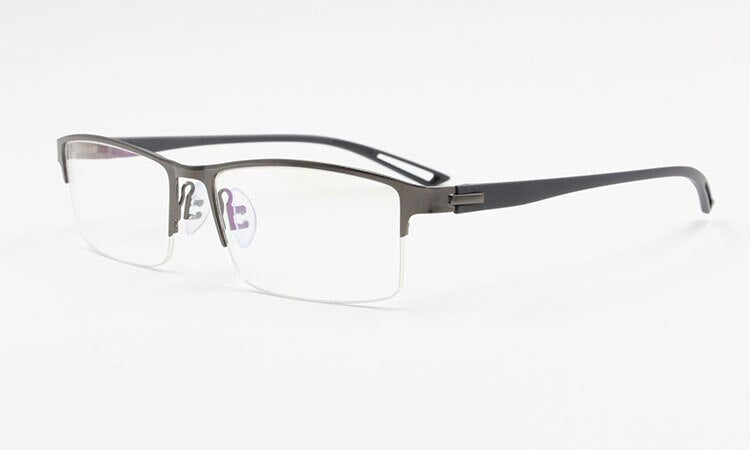 Men's Semi Rim Square Eyeglasses Titanium Alloy  9029 Frame Bclear   