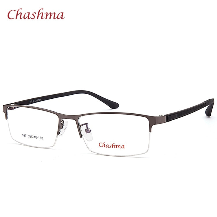 Chashma Ochki Men's Semi Rim Rectangle Alloy Eyeglasses 927 Semi Rim Chashma Ochki Gray  