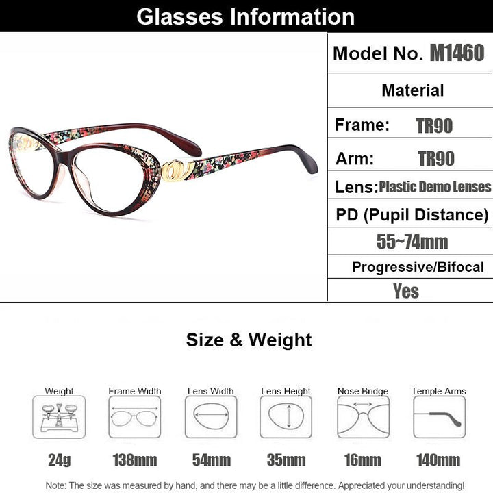 Women's Eyeglasses Ultra-Light Plastic Ttitanium Tr90 Cat Eye M1460 Frame Gmei Optical   