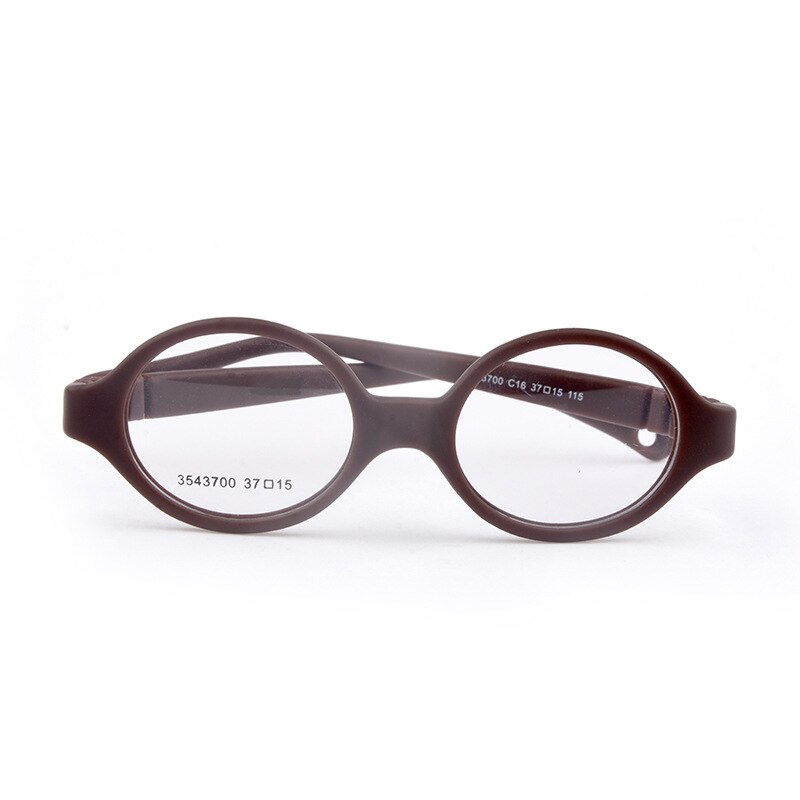 Unisex Children's Round Eyeglasses Plastic Titanium Frame 3543700 Frame Brightzone C16 Brown  