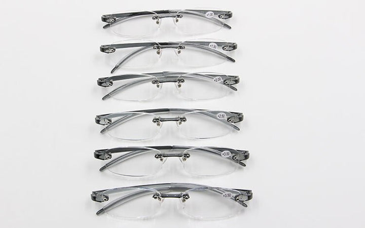 Unisex Reading Glasses Rimless Tr90 Ultra-light +1.0 To +3.5 Reading Glasses Bclear   