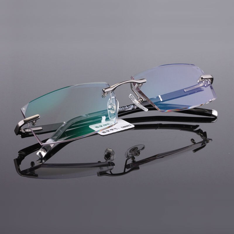 Reven Jate 58003 Pure Titanium Rimless Diamond Cutting Man Glasses Frame Eyeglasses (Gray) Rimless Reven Jate   