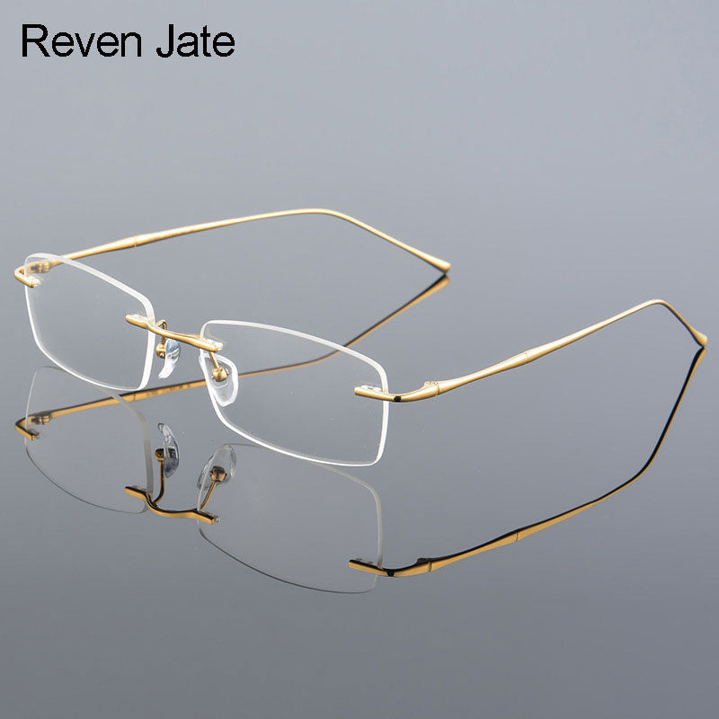 Reven Jate Men's Rimless Rectangle Titanium Eyeglasses 632 Rimless Reven Jate   