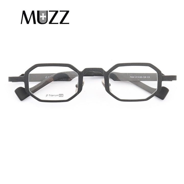 Muzz Men's Full Rim Hexagon Oval Titanium Frame Eyeglasses T7024 Full Rim Muzz C3  