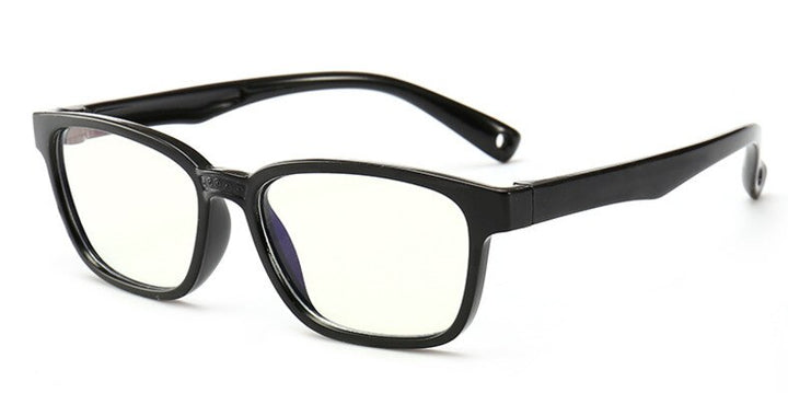 Unisex Children's Anti Blue Light Tr90 Round Eyeglasses Plastic Titanium Frame Anti Blue Brightzone Bright black  