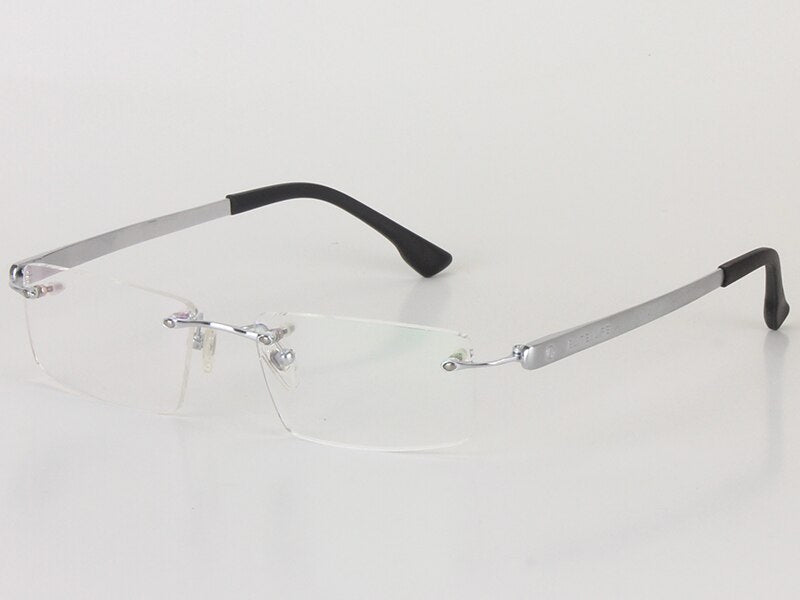 Chashma Ottica Men's Rimless Rectangle Titanium Eyeglasses 018 Rimless Chashma Ottica Silver  