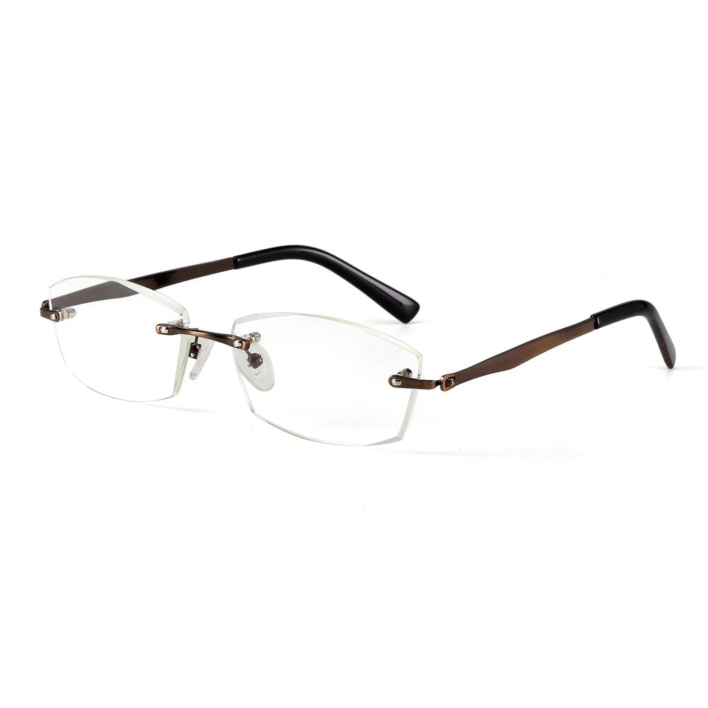 Unisex Rimless Titanium Alloy Frame Anti Blue Light Reading Glasses Reading Glasses Brightzone +100 black 