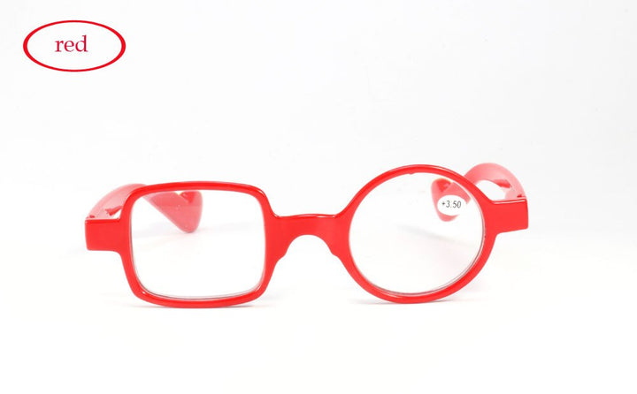 Unisex Reading Glasses 26g One Round One Square Reading Glasses SunSliver +100 Red 