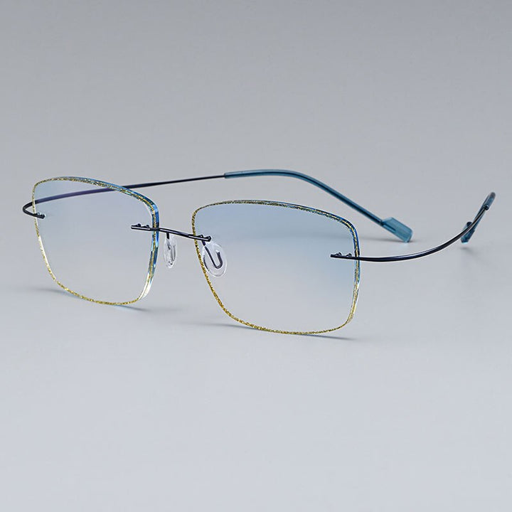 Men's Eyeglasses Titanium Alloy Rimless Gradient Blue T80894 Rimless Gmei Optical Default Title  