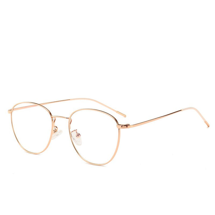 Unisex Eyeglasses Anti Blue Light Alloy 12046 Anti Blue Brightzone Rose Gold Frame  