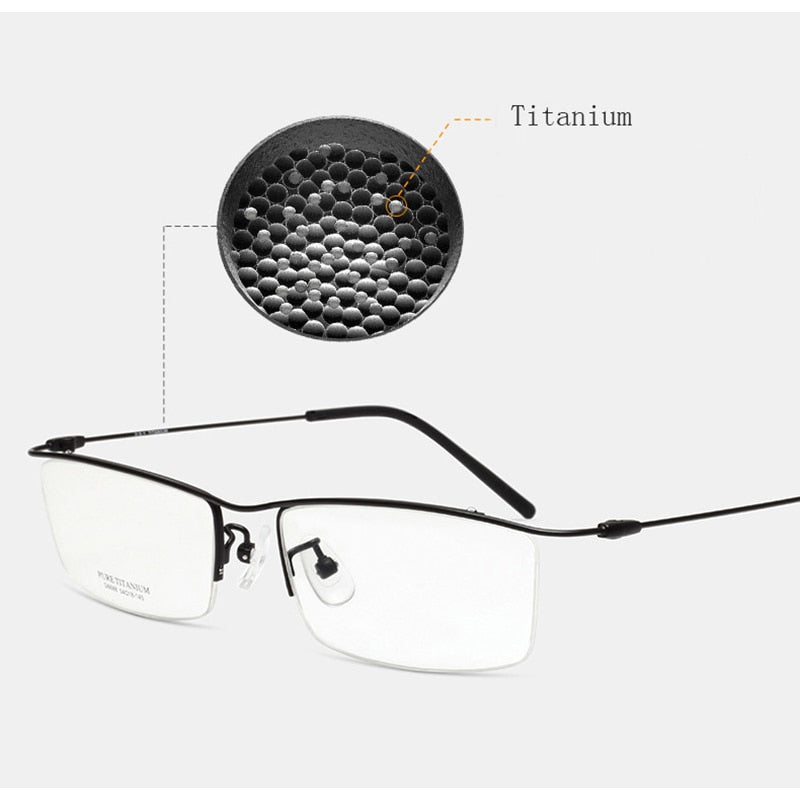 Hotony Men's Semi Rim Browline Titanium Frame Eyeglasses 6688 Semi Rim Hotony   