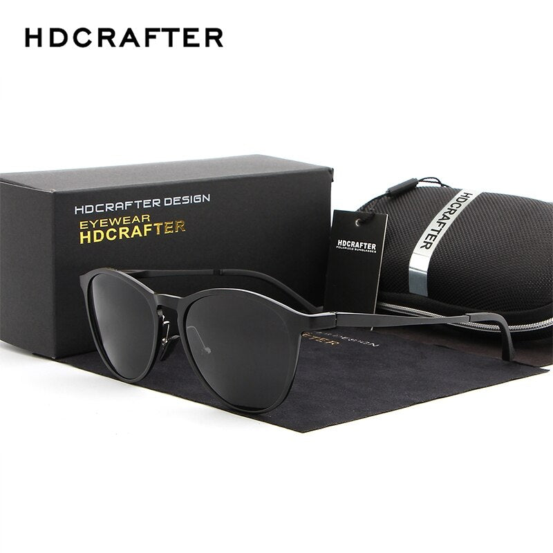 Hdcrafter Unisex Full Rim Oval Round Aluminum Frame Polarized Sunglasses L6625 Sunglasses HdCrafter Sunglasses   