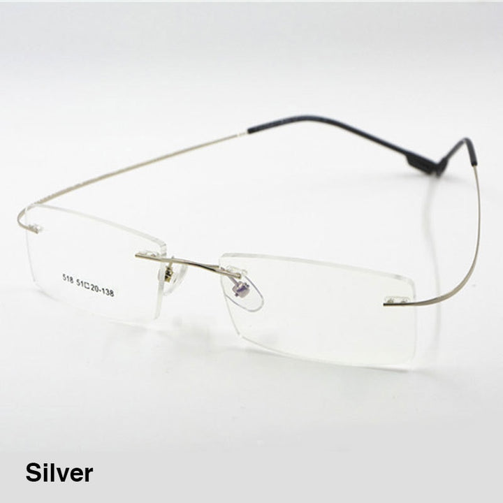 Reven Jate Flexible Titanium Alloy Rimless Eyeglasses Frame For Glasses Eyewear For Women And Men Rimless Reven Jate Silver  