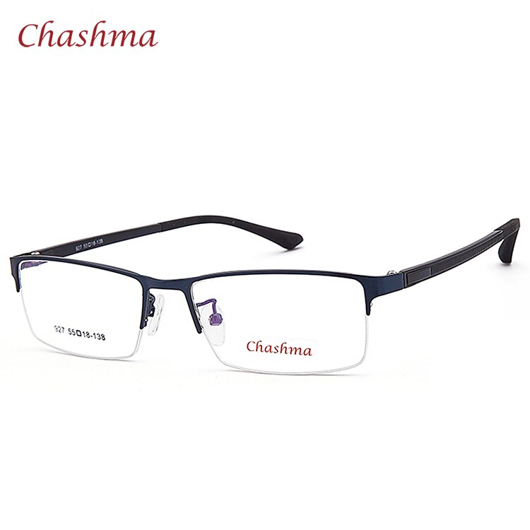 Chashma Ochki Men's Semi Rim Rectangle Alloy Eyeglasses 927 Semi Rim Chashma Ochki Blue  