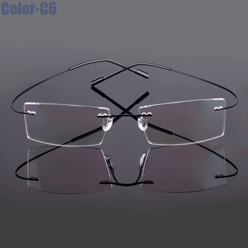 Hotochki Unisex Rimless Titanium Frame Customizable Lens Shape Eyeglasses 5018 Rimless Hotochki C6  