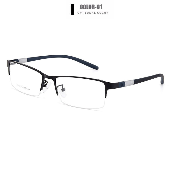 Men's Eyeglasses Semi Rim Titanium Alloy Square Y2442 Frame Gmei Optical C1  